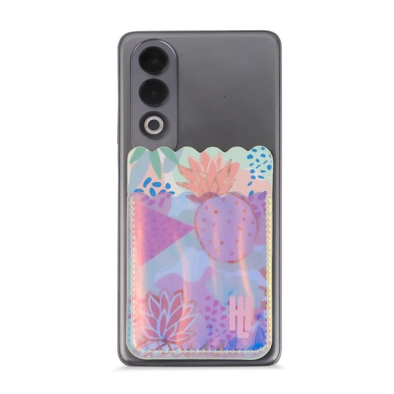 HAMSTER London Holo Phone Pocket | Stylish Adhesive Phone Pocket for Cards & Cash | Holographic Design (Floral)
