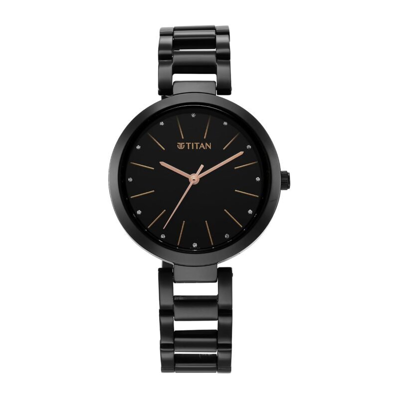 Titan Workwear Quartz Analog Black Dial Black Stainless Steel Strap Watch for Women - NT2480NM01