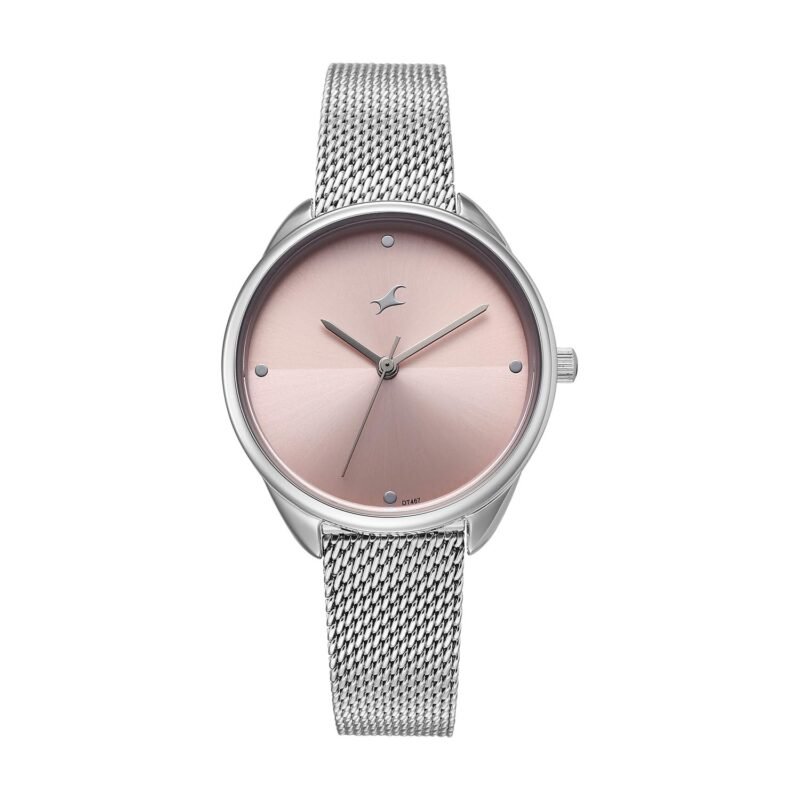 Fastrack Stunners XI with Quartz Analog Peach Dial Silver Stainless Steel Strap Watch for Women - 68066SM01