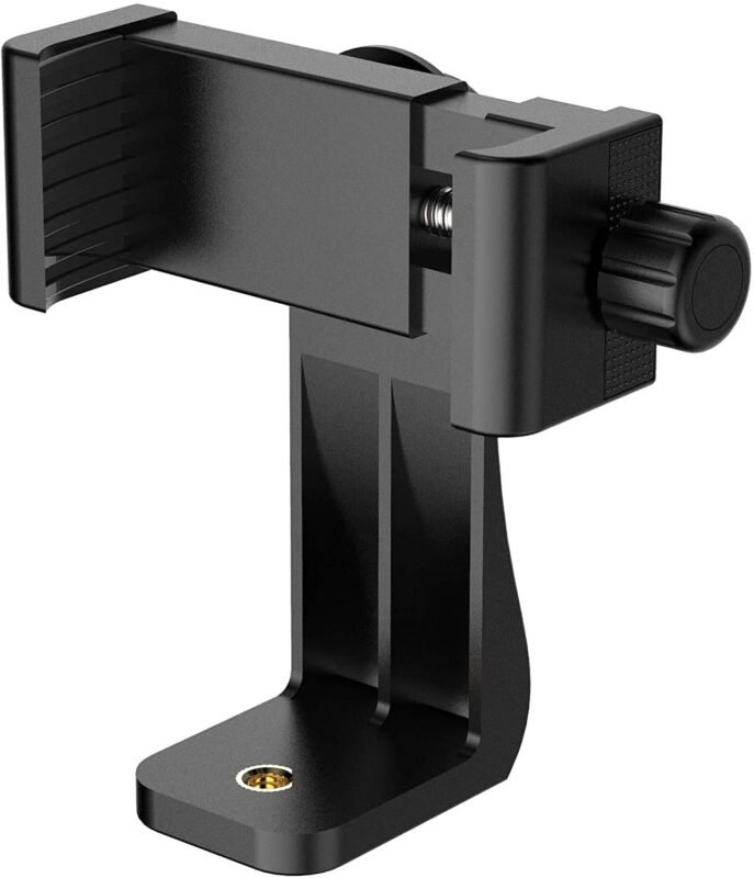 TECHONTO® 360° Degree Cell Phone Holder with Adjustable Clamp Phone Tripod Mount Adapter Compatible with Smartphones & All Types of Tripods – Black
