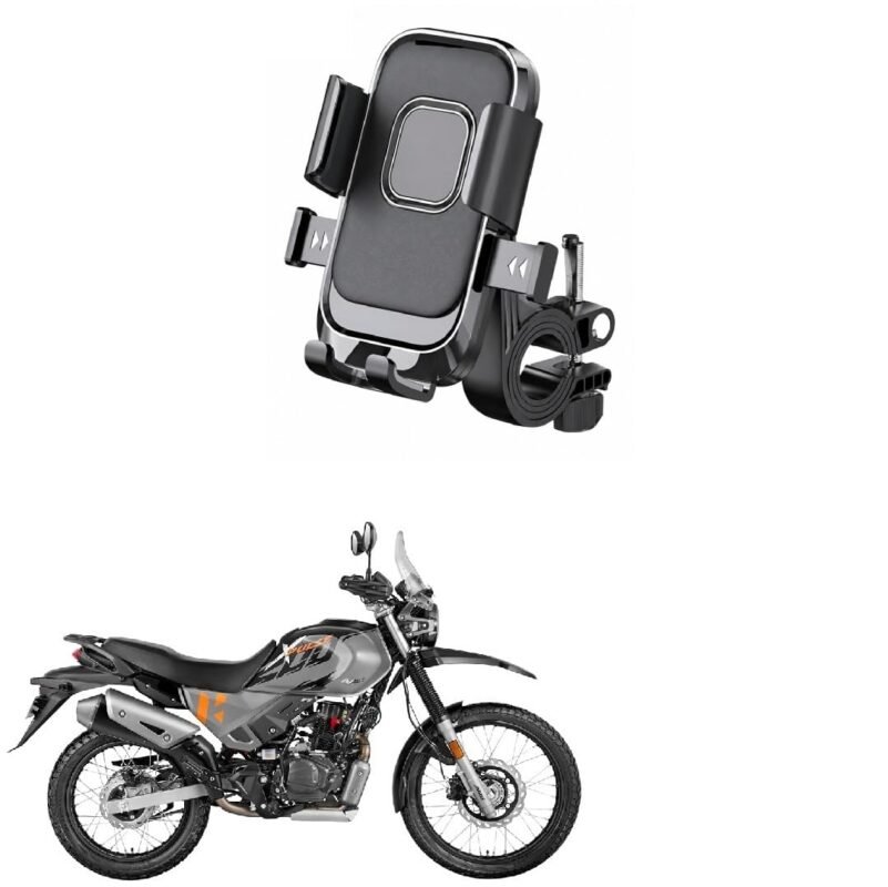 Bike Mobile Holder for Motorcycle & Scooter, One Touch Auto Lock Phone Mount, 360° Rotatable Handlebar Phone Stand, Secure Mechanical Lock, Adjustable Smartphone Holder for Xpulse 200 4V