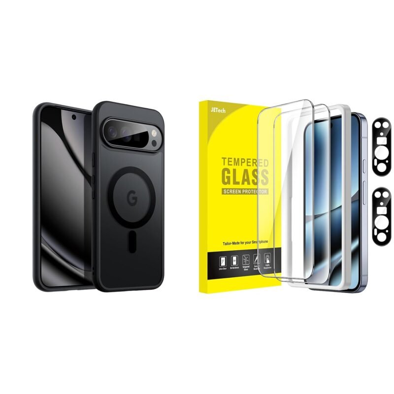 JETech for Google Pixel 10 Pro XL Magnetic Cover Case and Screen Protector Guard with Camera Lens Protector Bundle