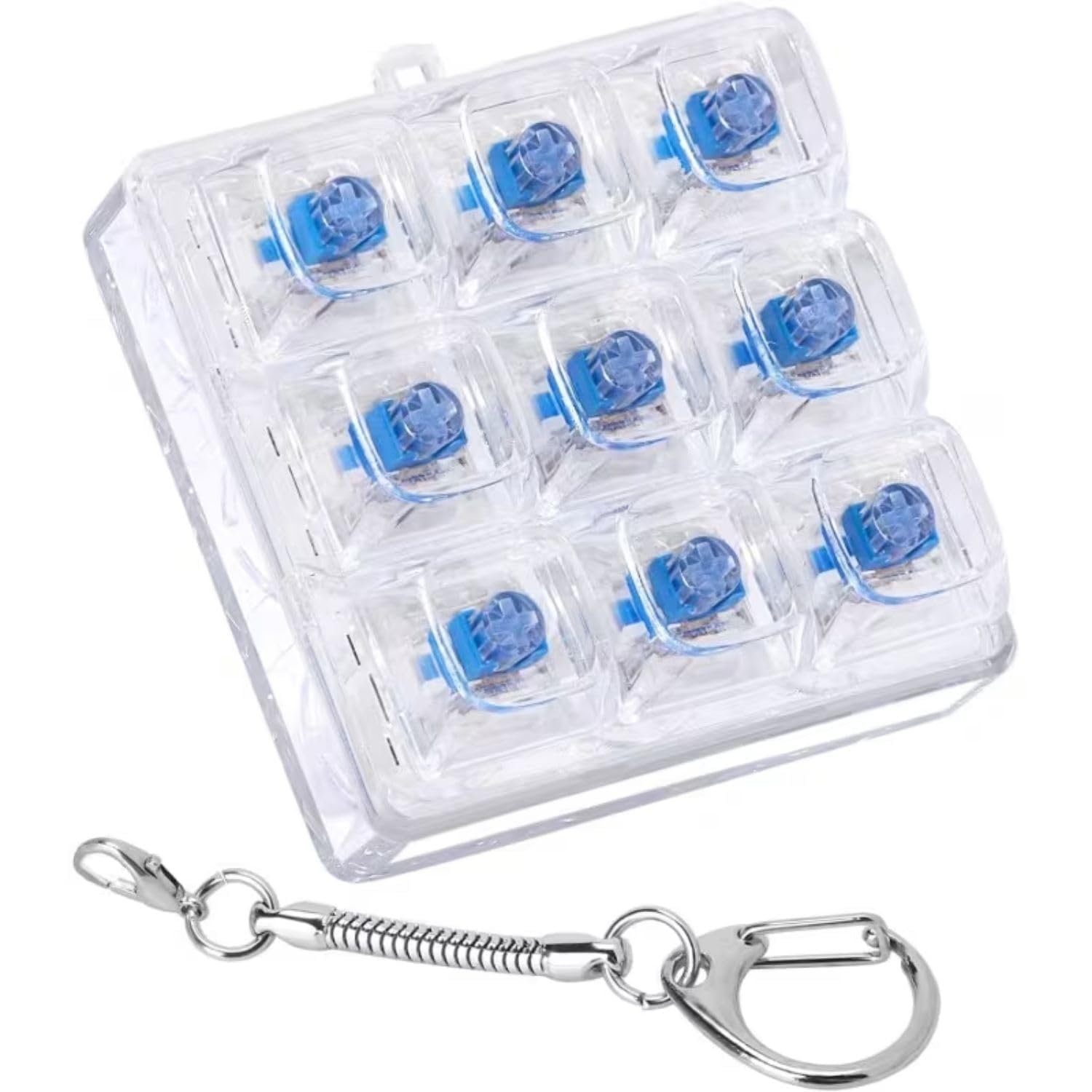 Keyboard Fidget Keychain with LED Lights | Transparent Keyboard Button Finger Clicker Toy for Stress & Anxiety Relief | Portable Sensory Fidget Toy for Kids & Adults-9 Fidget Keyboard Clear