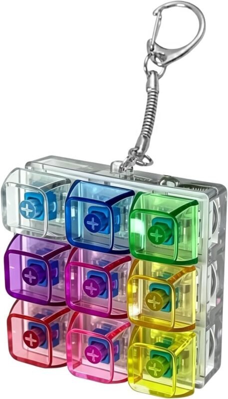 ANVAY INPEX Keyboard Clicker Fidget Toy Keychain, 9-in-1 Mechanical Clicker Gadget with Light, Portable Sensory Stress Relief Toy for Kids & Adults, Classroom & Office Friendly(1 Pc)