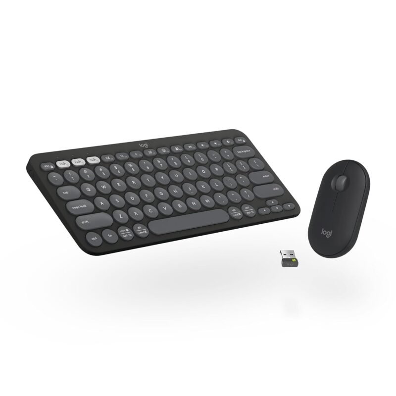 Logitech Pebble 2 Combo, Wireless Keyboard and Mouse, Quiet and Portable, Customisable, Logi Bolt, Bluetooth, Easy-Switch for Windows, macOS, iPadOS, Chrome -