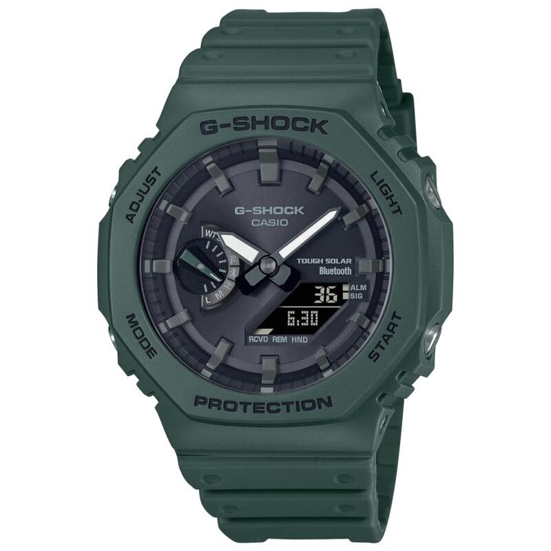 Casio G-Shock GA-B2100-3ADR Bluetooth Analog-Digital Black Dial Men Watch Green Resin Strap (G1244)