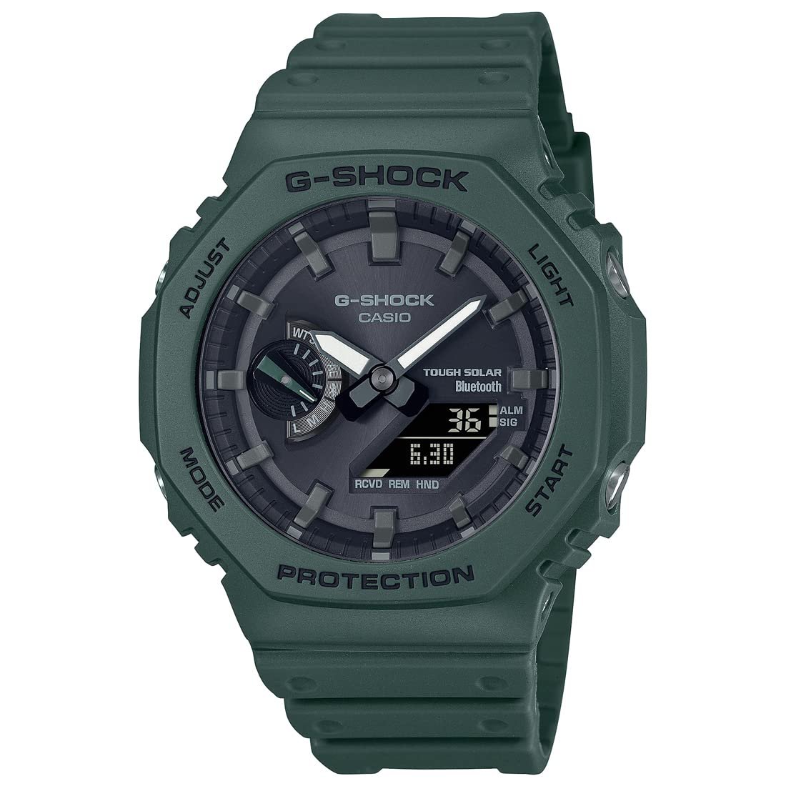 Casio G-Shock GA-B2100-3ADR Bluetooth Analog-Digital Black Dial Men Watch Green Resin Strap (G1244)
