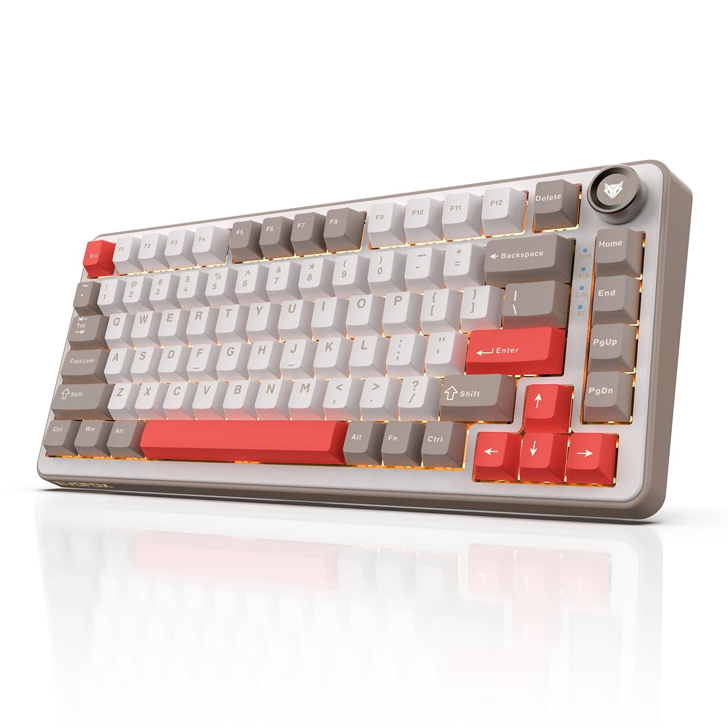 EvoFox Ronin X75 Tri-Mode Wireless Mechanical Keyboard| Gasket Mount, 5 Layer Sound Dampening, Hot Swap GTMX White Linear Switches,1000Hz Polling, Programmable, Muliti OS Web Software, Mac Key Caps
