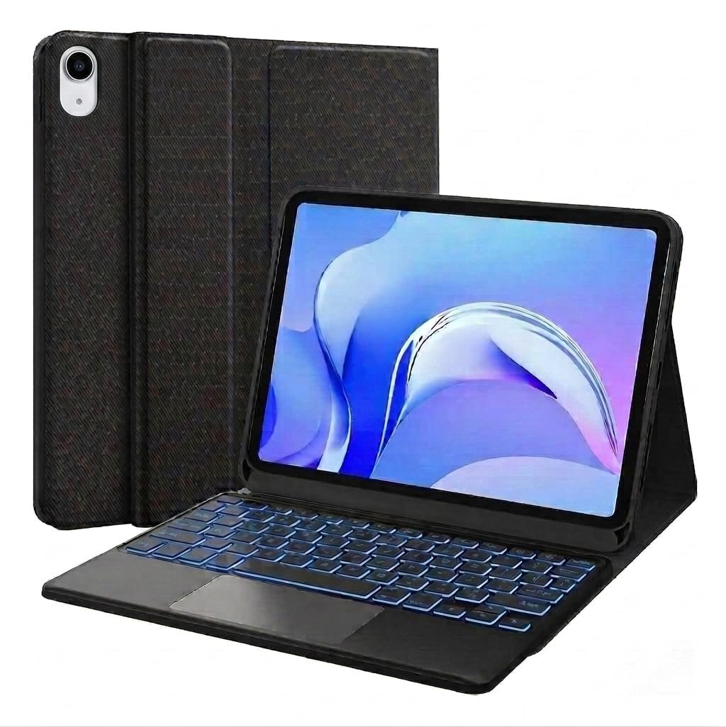 typecase Keyboard case for iPad 11 (A16, 2025) & 10th Gen with Multi Gestures Touchpad & 7-Colors Backlit, Multi Viewing Angle Stand, Pencil Slot, Magnetically Detachable Bluetooth Keyboard Cover
