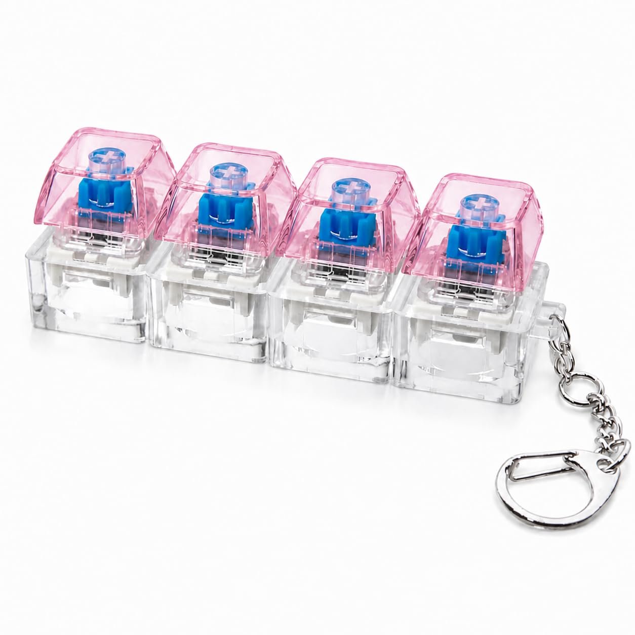 Mechanical Keyboard Switch Keychain Click Keychain Gaming Keyboard Fidget , Portable Button Click Toy, Gamer Desk Accessory, Stress Relief Gadget for Gamers (Pink)