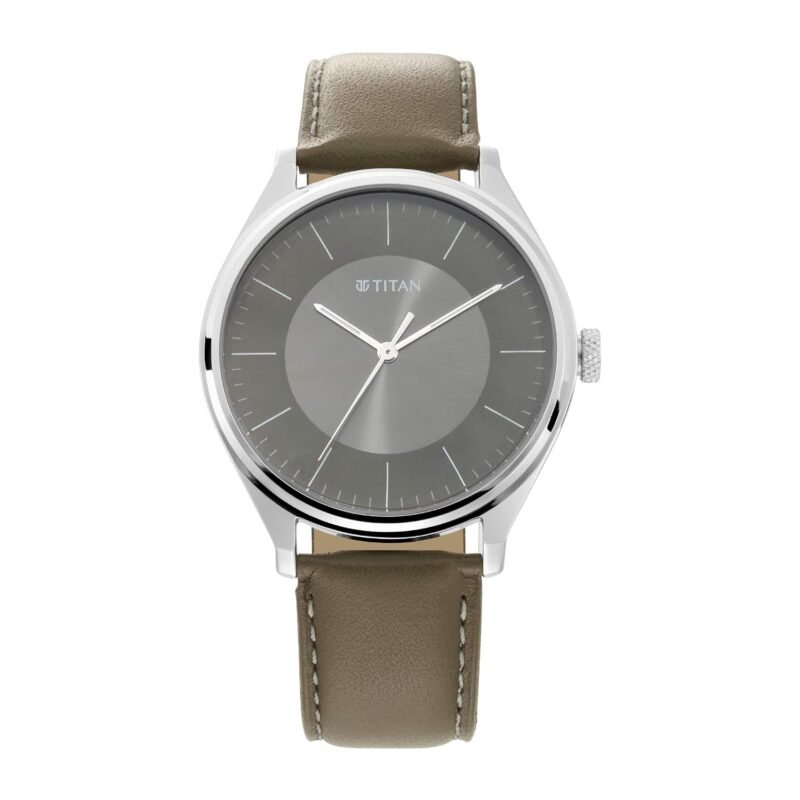 Titan Men's Urban Edge Lustrous Olive Dial Leather Watch-NP1802SL08