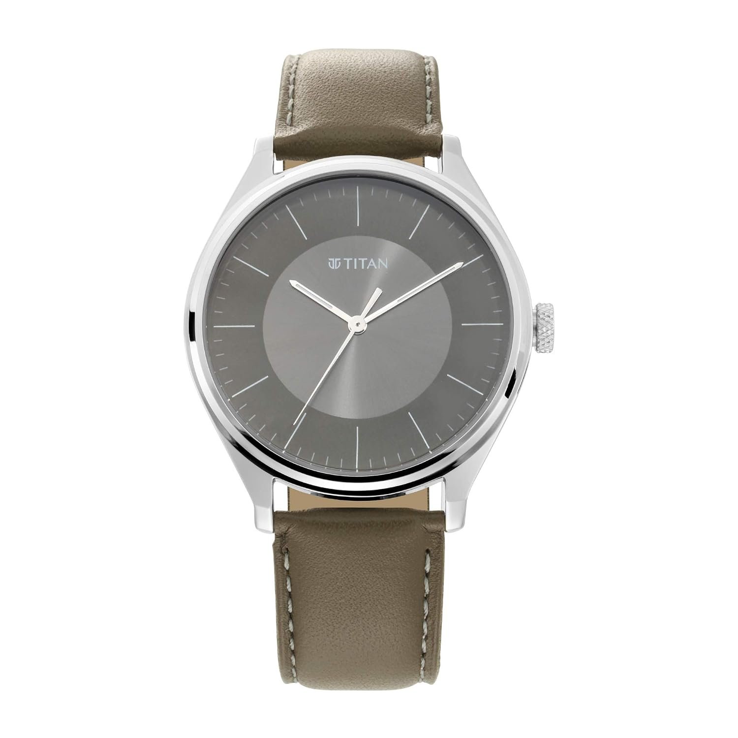 Titan Men's Urban Edge Lustrous Olive Dial Leather Watch-NP1802SL08