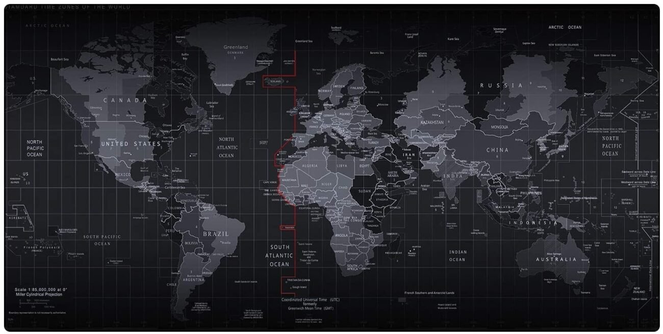 Large World Map Extended Mouse Pad for Laptop & Computer Desk, Anti-Slip Rubber Base, Water Resistant Gaming & Office Desk Mat, Smooth Surface Keyboard Pad, 800 x 300 x 3 mm