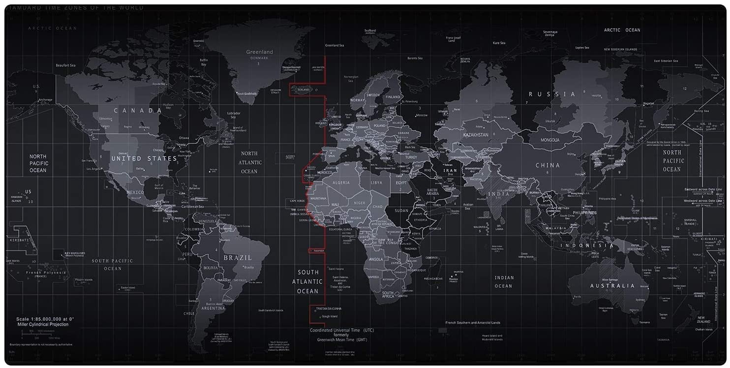Large World Map Extended Mouse Pad for Laptop & Computer Desk, Anti-Slip Rubber Base, Water Resistant Gaming & Office Desk Mat, Smooth Surface Keyboard Pad, 800 x 300 x 3 mm