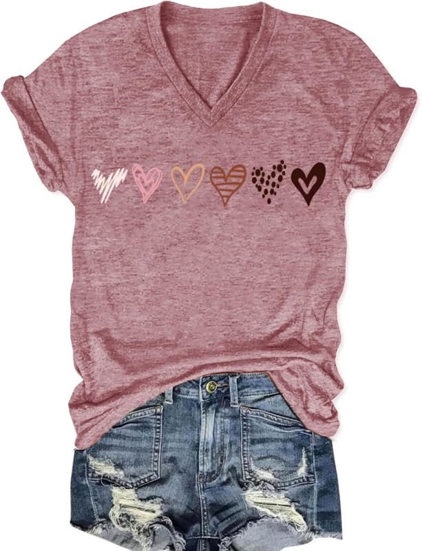 Vintage Boho Tops for Women V-Neck Flowers Shirt Spring Graphic Tees Floral Print Summer Casual Short Sleeve Tshirt Top
