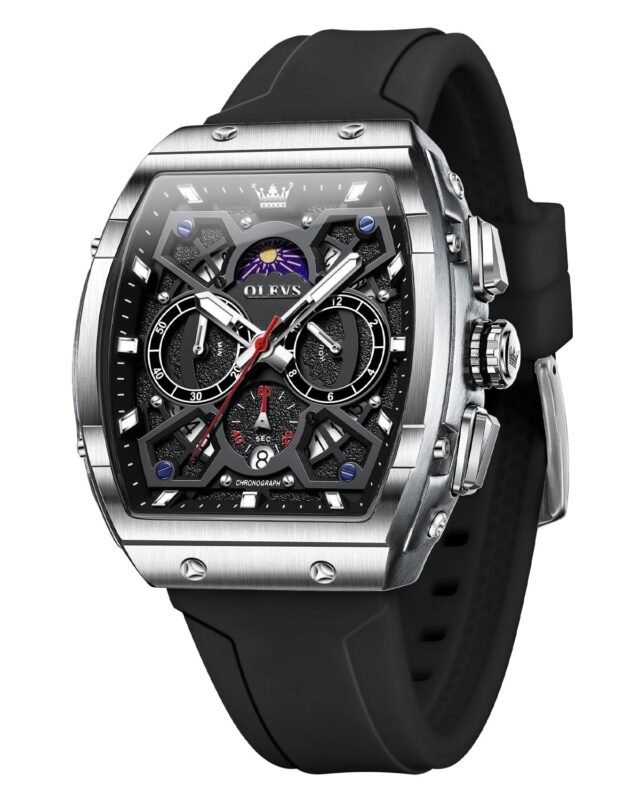 OLEVS Watch for Men Chronograph Analog Quartz Original Stylish Mens Watches 3ATM Waterproof Square Large Dial Branded Wrist Watch for Man