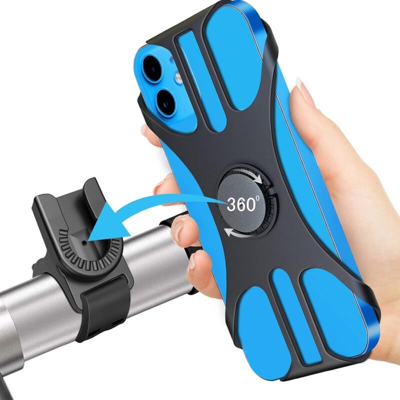 Detachable Bike Phone Holder, Universal Bicycle Motorcycle Cell Phone Mount, 360° Rotatable Adjustable Bike Phone Mount Compatible for 4" to 6.7" Smartphones