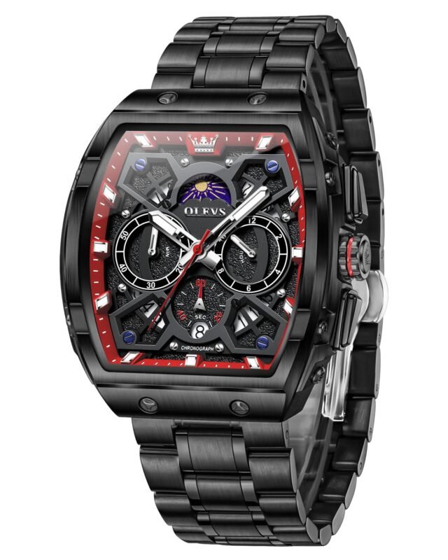 OLEVS Watch for Men Chronograph Analog Quartz Original Stylish Mens Watches 3ATM Waterproof Square Large Dial Branded Wrist Watch for Man