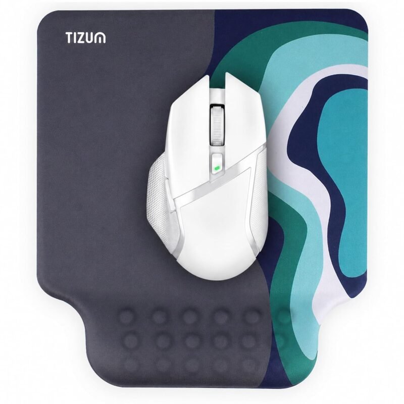 Tizum Gel Mouse Pad|Memory Foam Cushion Mousepad with Gel Wrist Rest Support & Pain Relief, Ergonomic Design|Non-Slip Rubber Base|Suitable for Gaming, Computer, Laptop, Home & Office (Grey)