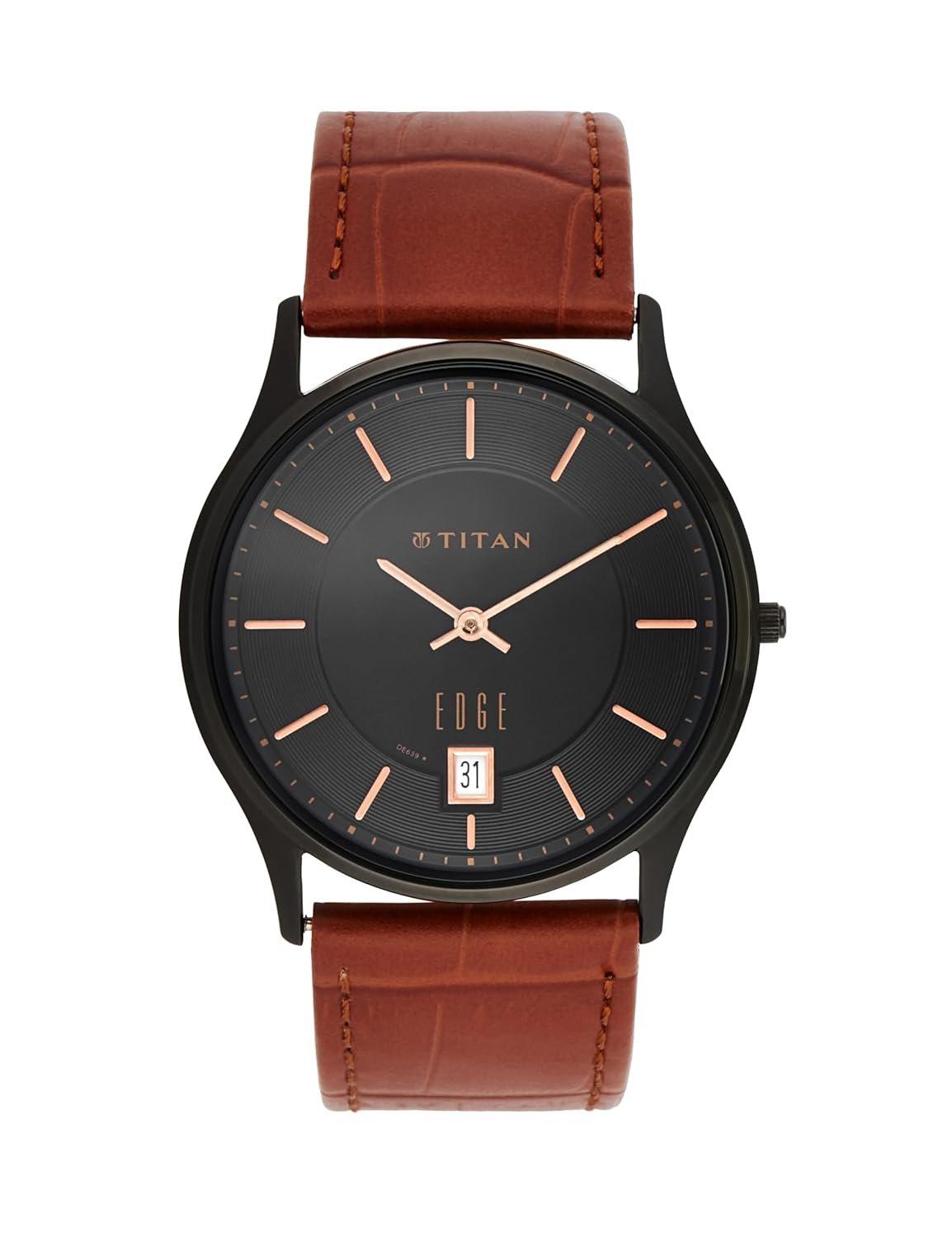 Titan Edge Analog Black Dial Men's Watch-NN1683NL01/NP1683NL01 Genuine Leather, Black Strap