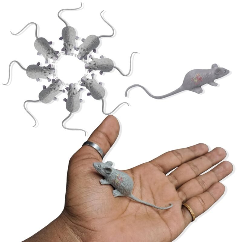 Premium Soft Plastic Cute Fake Mouse Mice Rat Model Toy (Multipurpose) (Small 9 cm, 5, Piece)