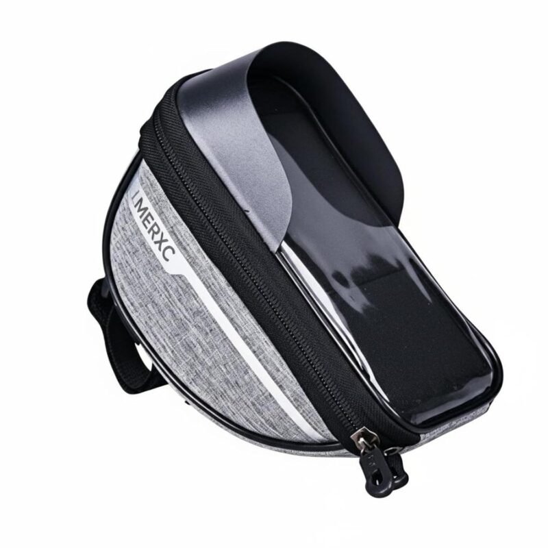 ATORSE® Bike Phone Holder Bag Touch-Sensitive Window Bike Phone Bag Zippered Compartment Two-Wheeler Triangle Pouch Gray