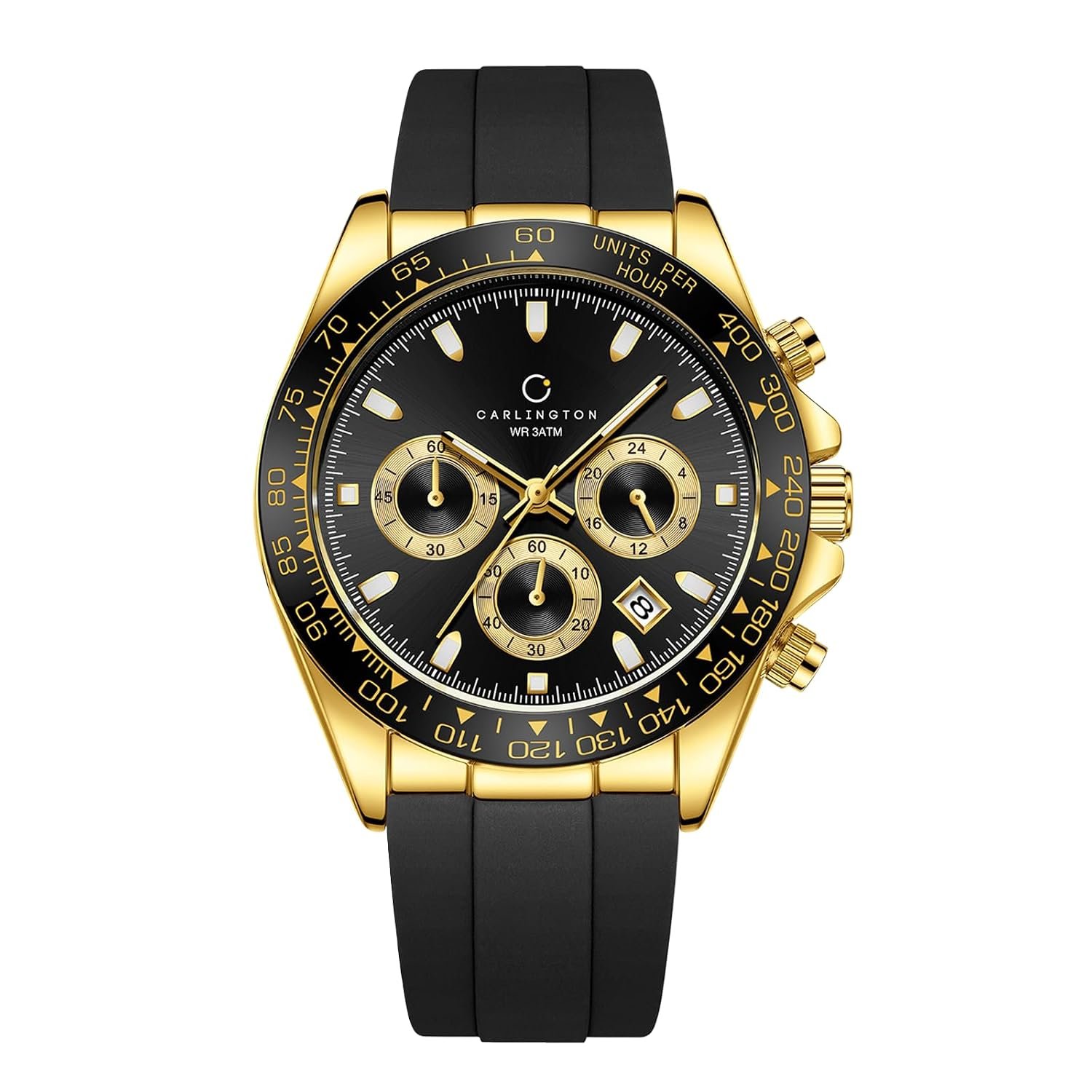 Carlington Nitro Analog Chronograph Men’s Polyurethane Strap Wrist Watch | Quartz Movement | Water & Shock Resistant Watch for Men | Casual & Formal Wear - CT_8054