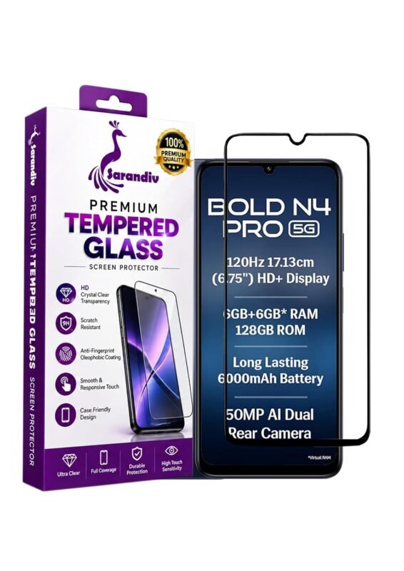 Military-Grade Premium Tempered Glass Screen Protector Compatible for Lava Bold N4 Pro 5G with Edge to Edge Coverage - Case Friendly, Anti-scratch and Bubble free