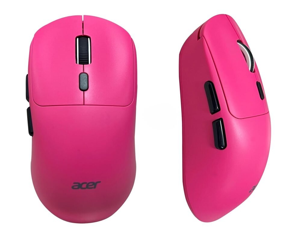 Acer PopGo Wireless Gaming Mouse | 2.4G+BT5.4 Dual Mode | 500mAh Rechargeable Battery | Adjustable DPI Upto 6400 | Silent | 6 Buttons+Scroll Wheel | 10m Range | Windows, Mac Compatible – Rose Red