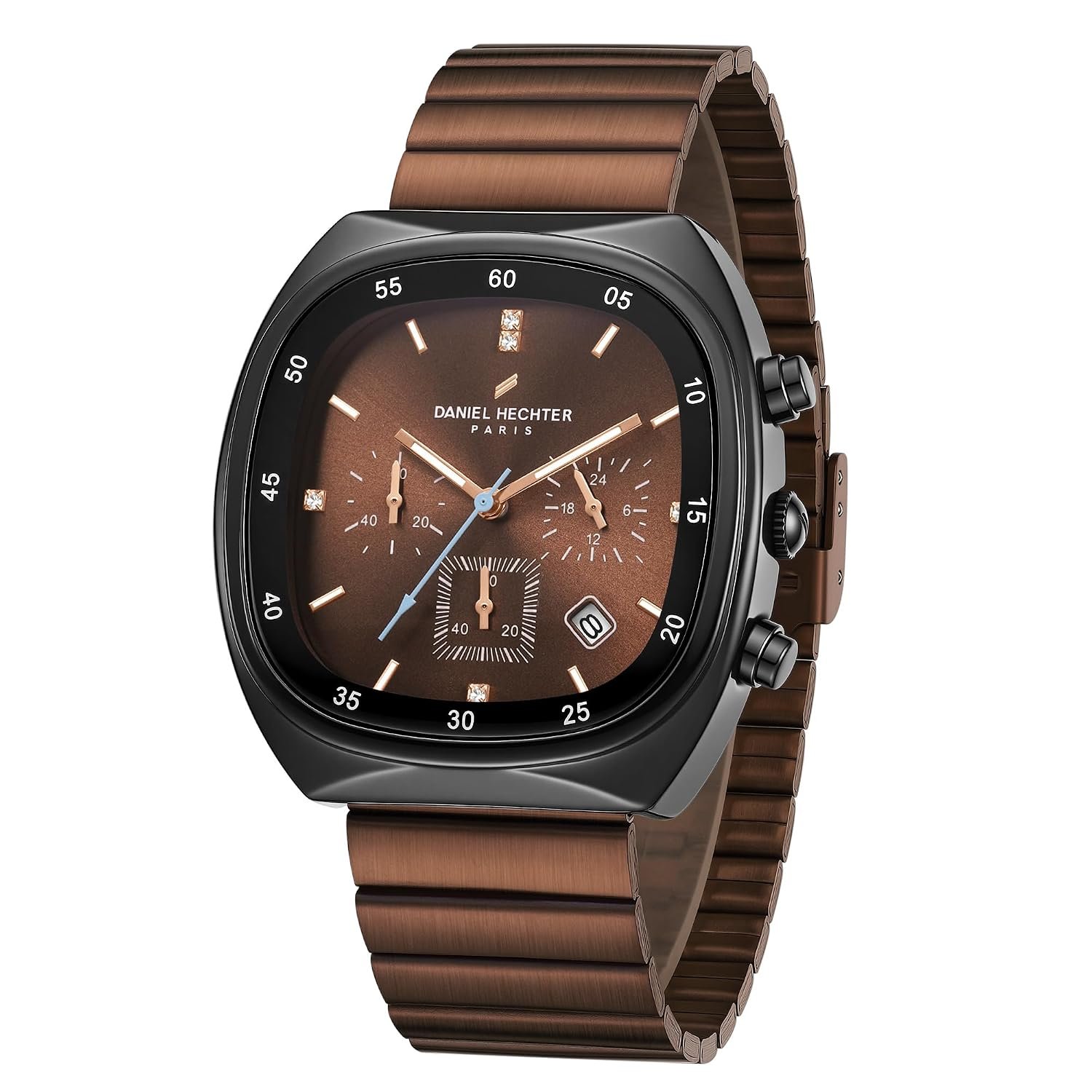 Daniel Hechter Paris Bercy Collection Modern Chronograph Watch for Men with Square Dial and Stainless Steel Strap