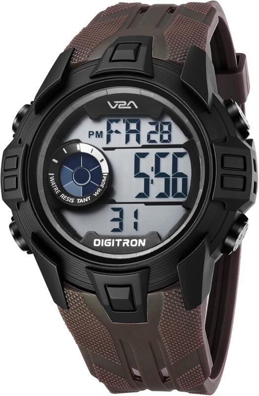 V2A Digitron 2117 Sports Watch for Men & Boys | Alarm, Stopwatch, 12/24H | 3 ATM Water Resistant | Luminous Display | Gifts for Men & Boys