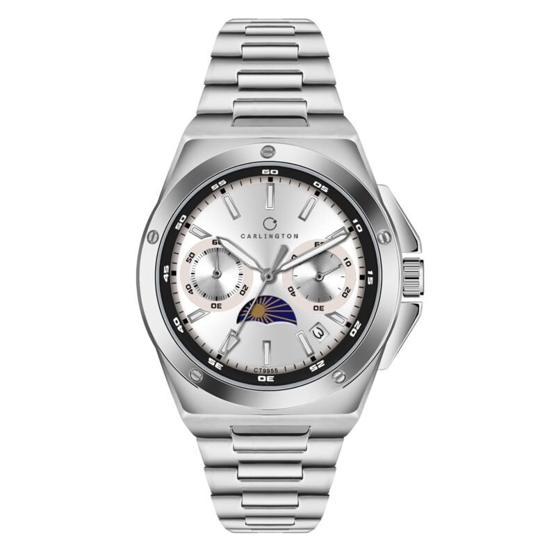 Carlington Legacy Series Analog Wrist Watches with Chronograph & Elegant Moon Phase Dial for Men - CT 9955