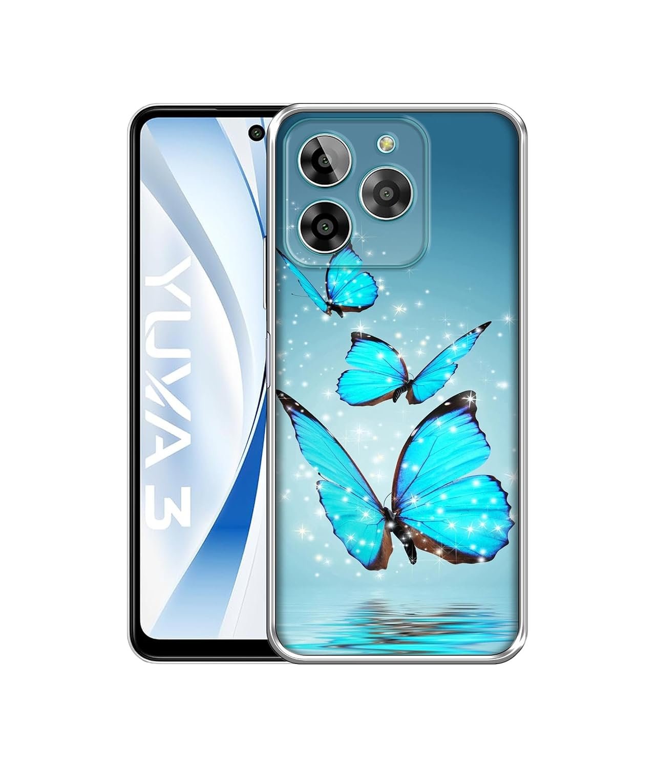 Flying Butterflies Design Printed Silicon Soft TPU Back Case Cover for Lava Yuva 3 4G