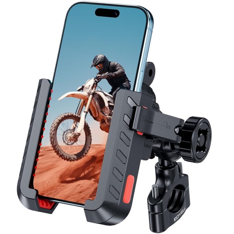 EDYELL Anti Theft Motorcycle Phone Holder with Vibration Damper, Shockproof Bike Mobile Holder 360° Rotation GPS Navigation Stand for Bike & Scooter (1 Year Warranty)
