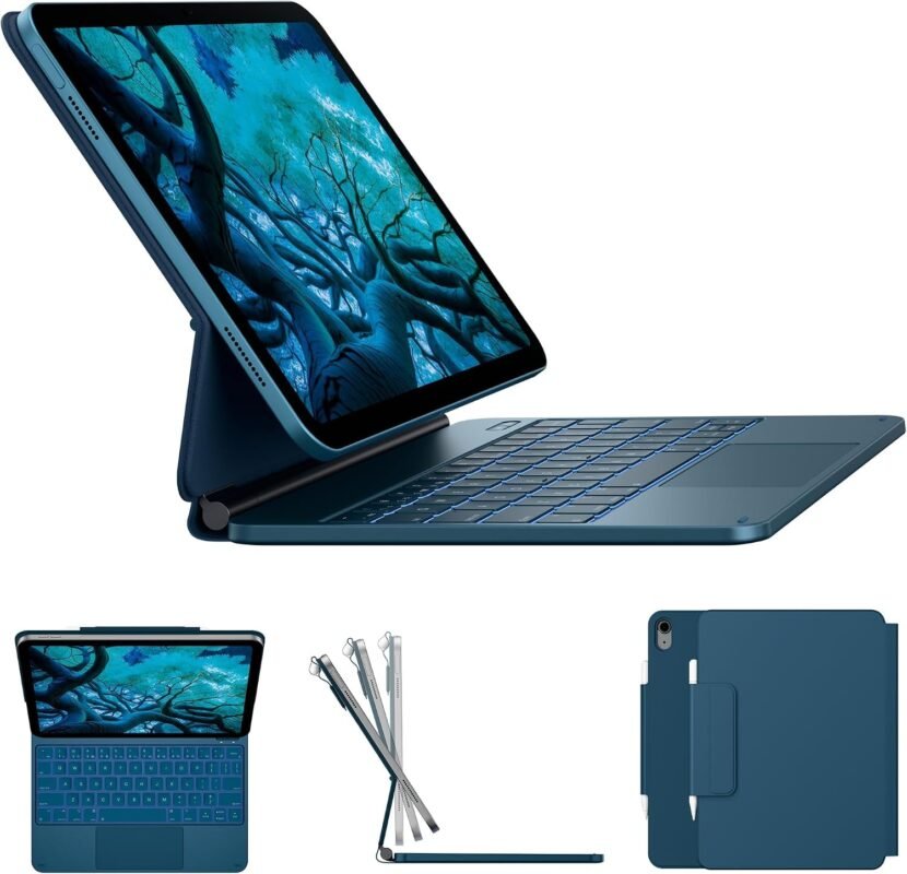 typecase Edge for iPad A16 (11th Gen) & iPad 10th Gen with 11-Color Backlit & Gesture Touchpad, Magic Style Floating Cantilever Magnetic Keyboard (NOT FIT to Air 11/5th/4th/Pro 11) - Pacific Blue'26