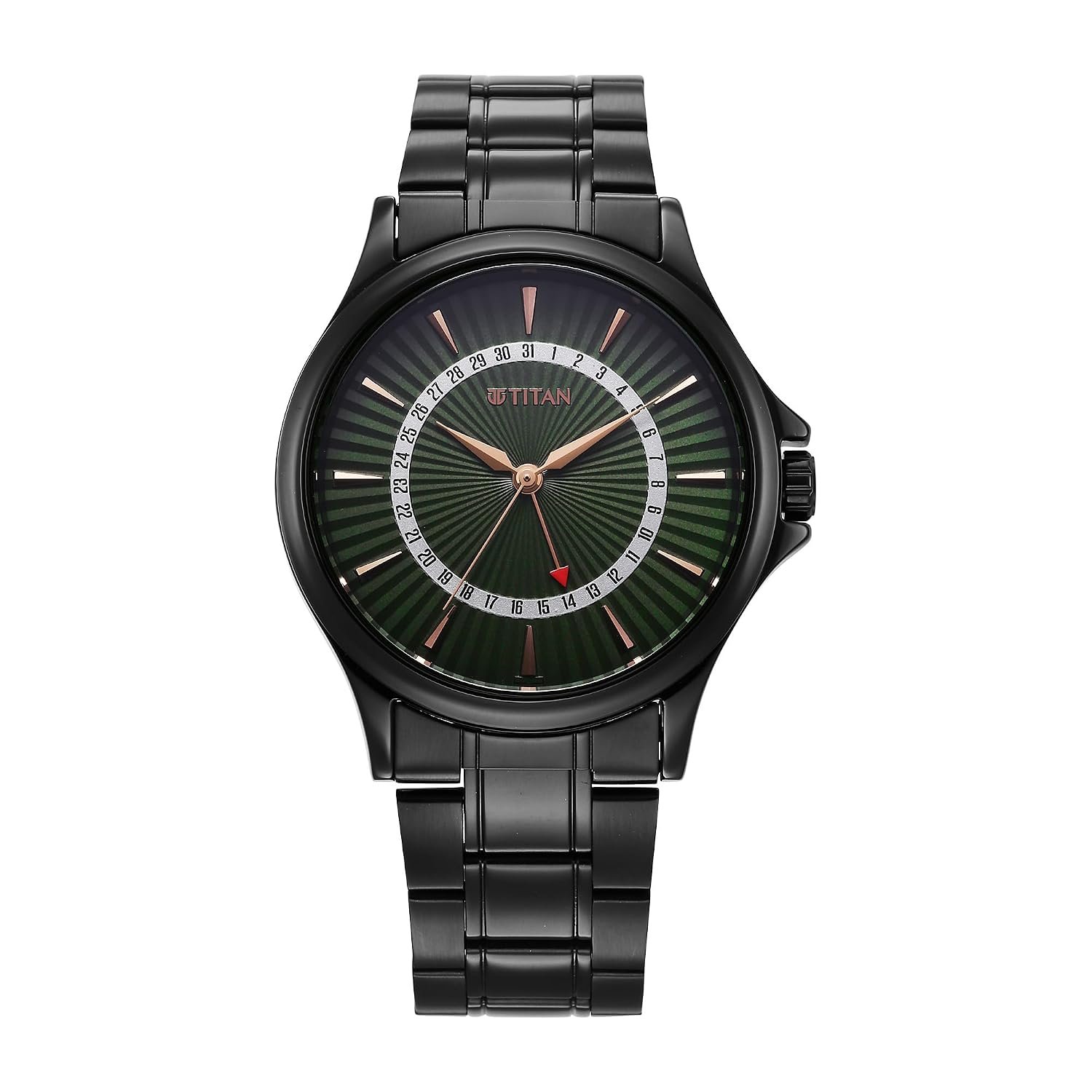 Titan Karishma Quartz Analog with Date Green Dial Stainless Steel Strap Watch for Men