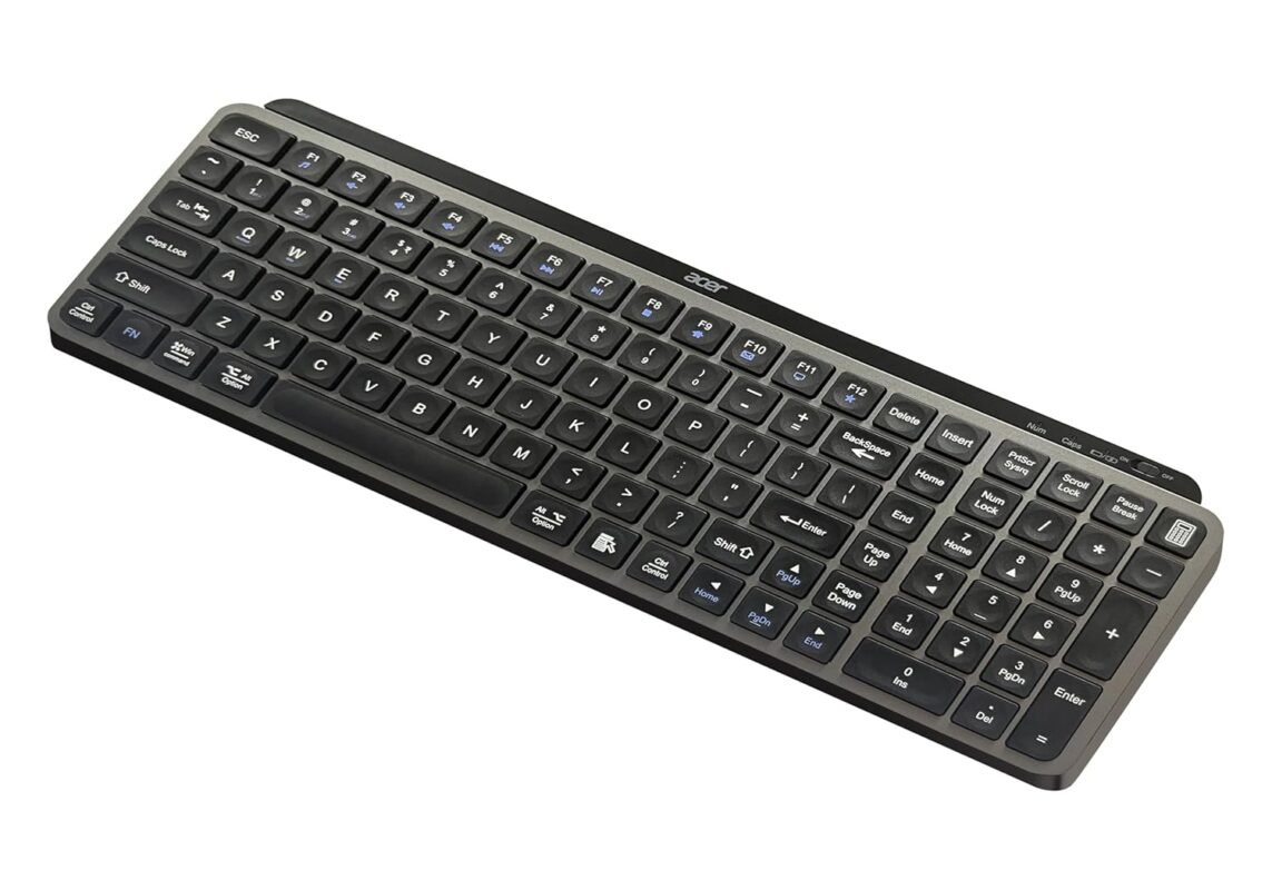 Acer KeyPro X105 Wireless Keyboard I Dual Mode 2.4GHz USB + BT 5.0 I 105 Keys Full Size Keyboard I Rechargeable 400mAh Battery I USB-C Charging I 64H Use I Windows Mac Android Compatible I Space Grey