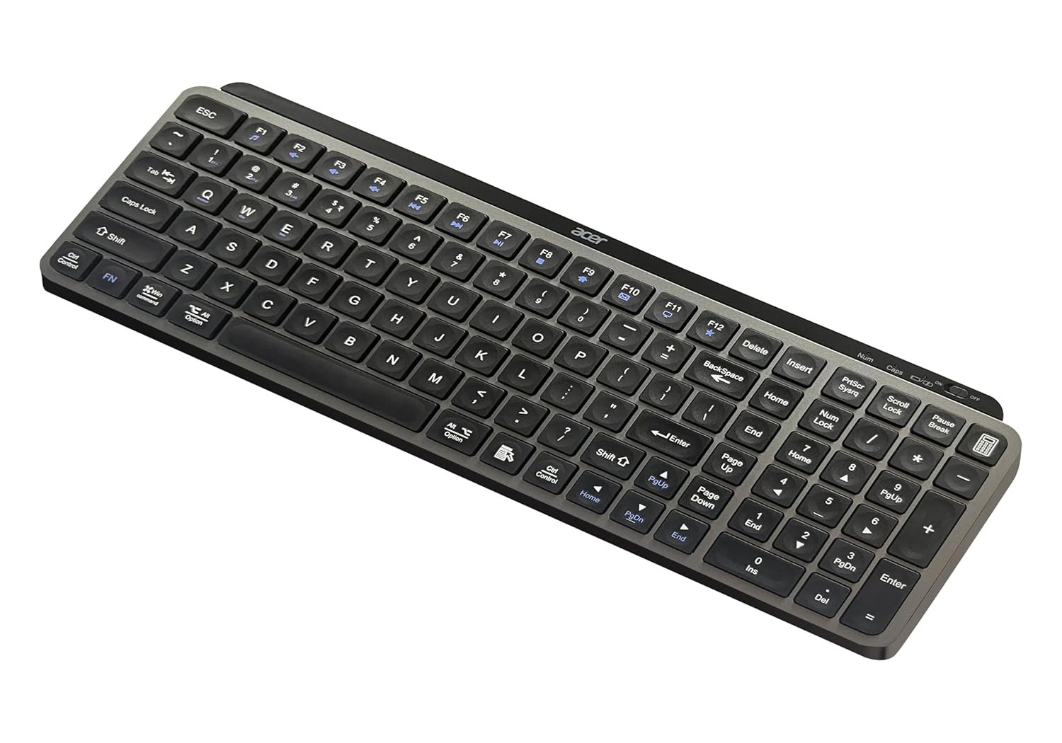 Acer KeyPro X105 Wireless Keyboard I Dual Mode 2.4GHz USB + BT 5.0 I 105 Keys Full Size Keyboard I Rechargeable 400mAh Battery I USB-C Charging I 64H Use I Windows Mac Android Compatible I Space Grey