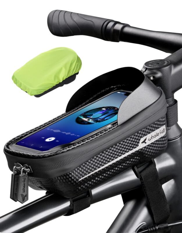 Whale Fall Waterproof Bike Frame Bag Bike Phone Bag Bicycle Cell Phone Holder for GPS - Bicycle Bag Frame Hard Eva Navi Pressure-Resistant Handlebar Bag TPU Touch-Screen (1)