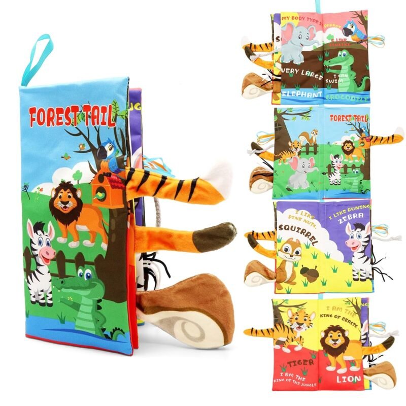 SNOWIE SOFT® Forest Cloth Books for Babies 0 to 3 Years, Sensory Book for Babies 6-12 Month with 3D Touch Feel High Contrast Dimensional, Built in Rustling Sound, Early Educational Waterproof Baby Toy