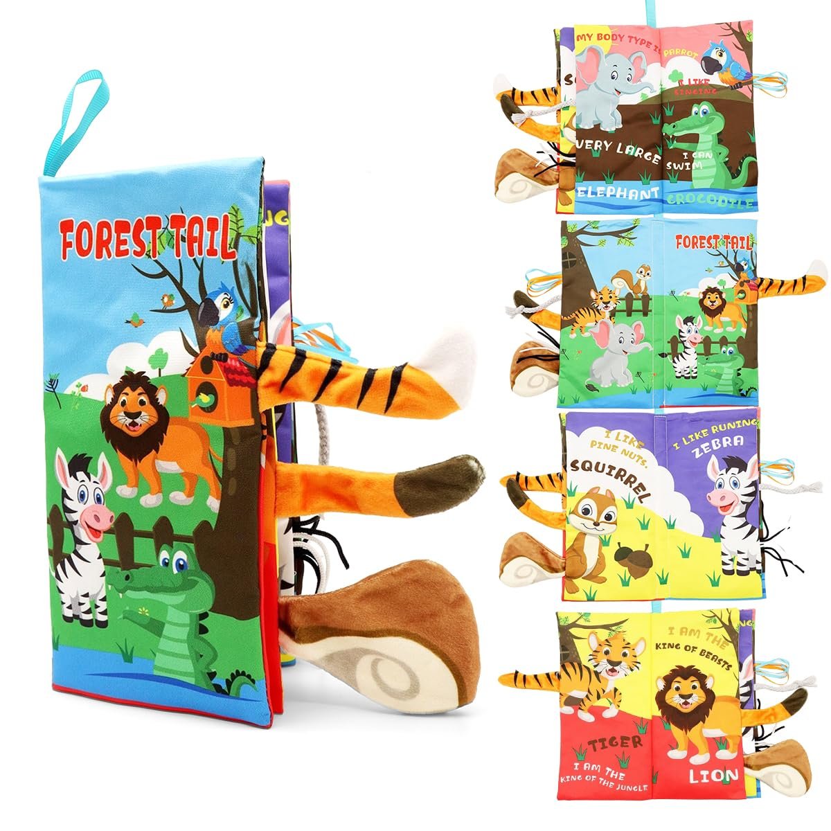 SNOWIE SOFT® Forest Cloth Books for Babies 0 to 3 Years, Sensory Book for Babies 6-12 Month with 3D Touch Feel High Contrast Dimensional, Built in Rustling Sound, Early Educational Waterproof Baby Toy
