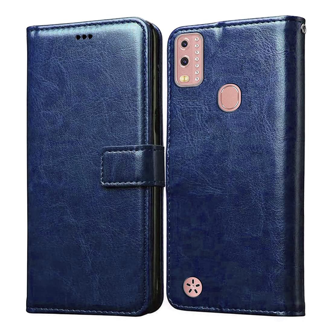 Amazon Brand-Solimo Flip Leather Mobile Cover (Soft, Flexible & Kickstand Back case) Compatible for Lava BeU (Blue)