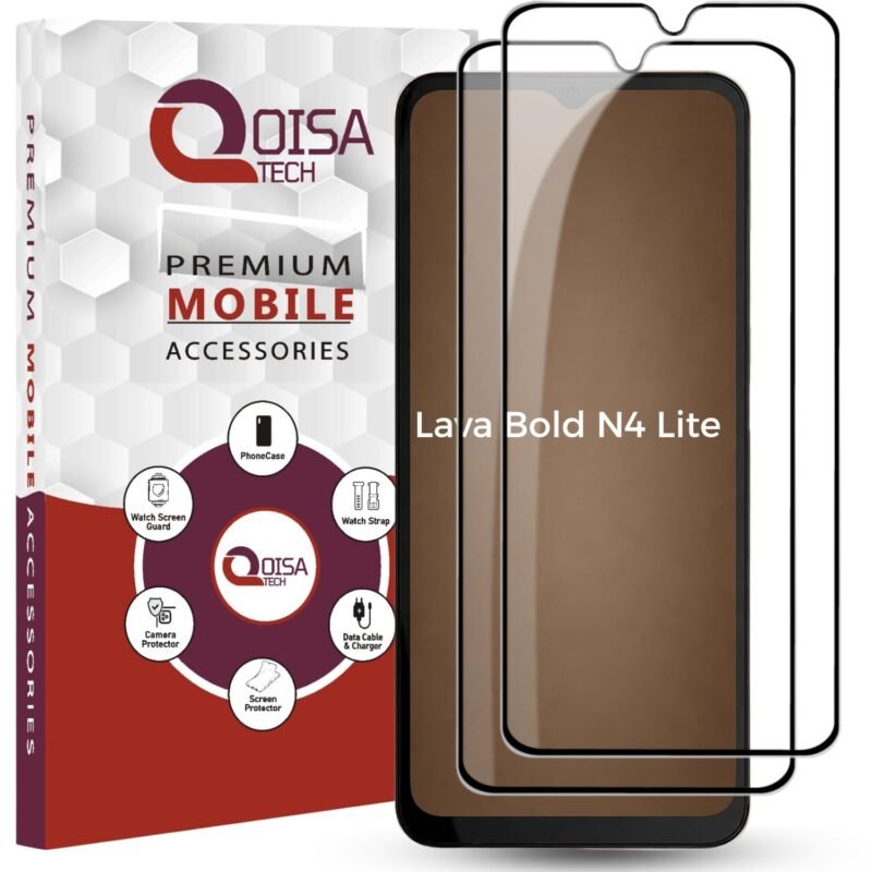 Premium Tempered Glass Screen Protector Guard For Lava Bold N4 Lite 4G (6.56 Inch, Pack of 2) | Edge to Edge Coverage With Easy to installation kit
