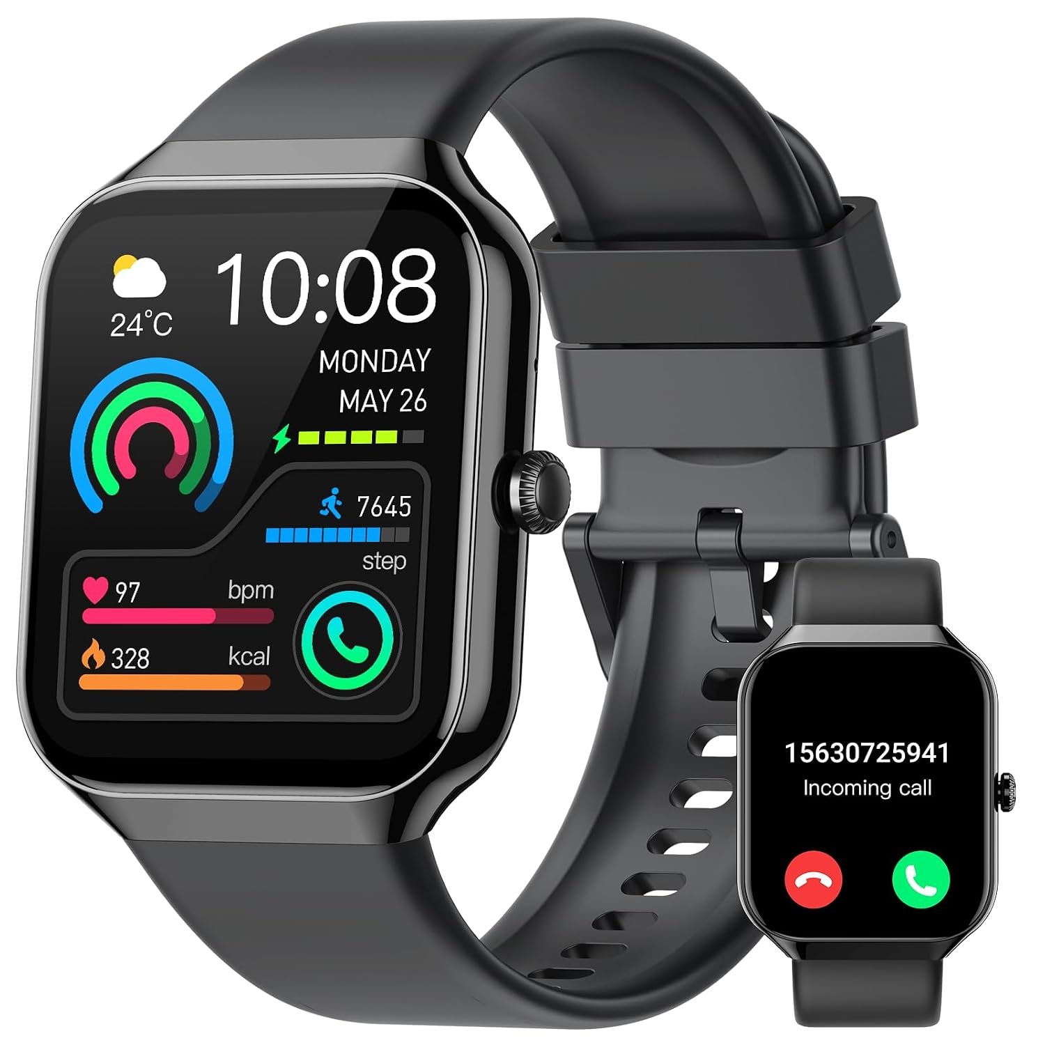 Smart Watch for Men Women Answer/Make Calls, 1.96"HD Touch Screen 2026 New FitnessTracker Watch with Heart Rate/Sleep Monitor/Step Counter, 113+ Sport Mode, IP68 Waterproof Smartwatch for Android/iOS