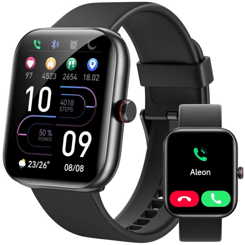 Yoever Smart Watch for Women Men, 1.91" HD, IP68 Waterproof Built-in Alexa, 105+ Sport Modes, Sleep/Heart Rate/SpO2/Stress Monitor, Starry Black Color