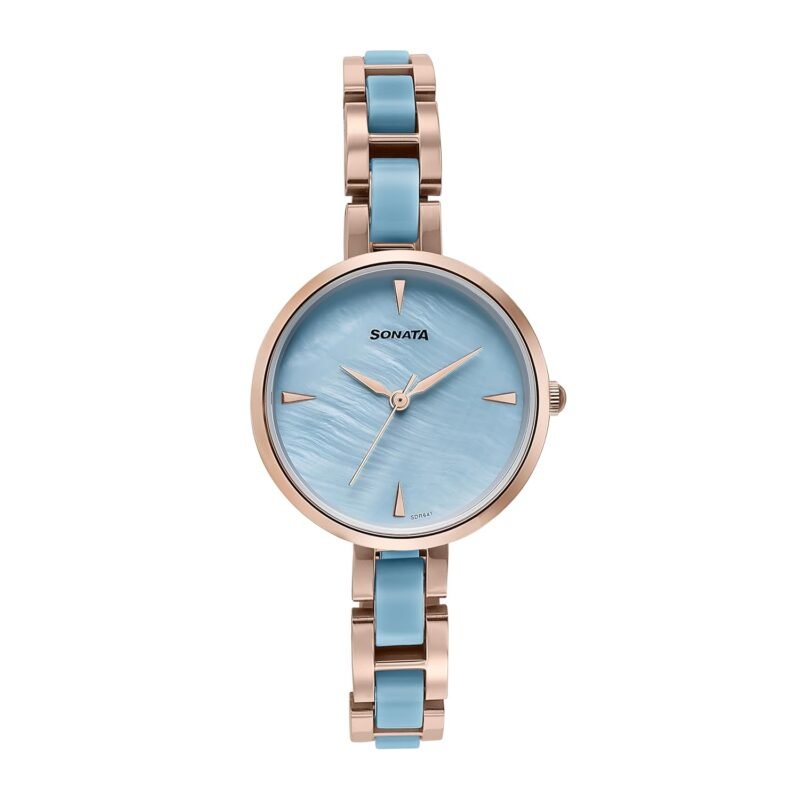 Sonata Wedding Edit Quartz Analog Blue Dial Stainless Steel with Acetate Strap Watch for Women