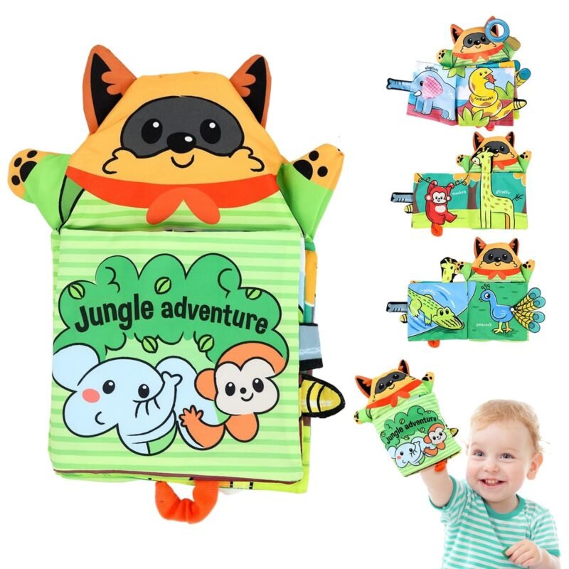 SNOWIE Soft Cloth Books for Babies 0-3 Years, Hand Puppet, Crinkle Pages
