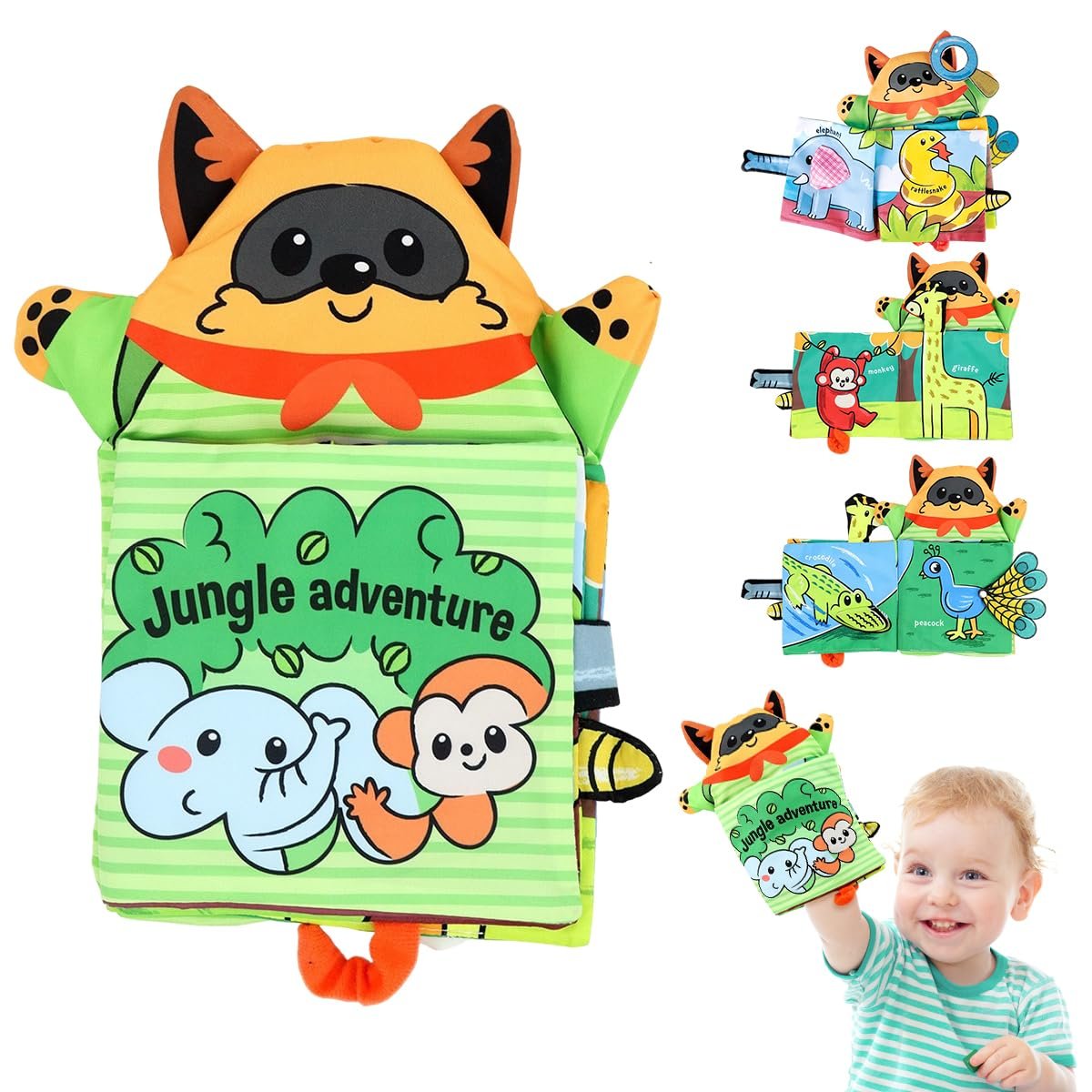 SNOWIE Soft Cloth Books for Babies 0-3 Years, Hand Puppet, Crinkle Pages