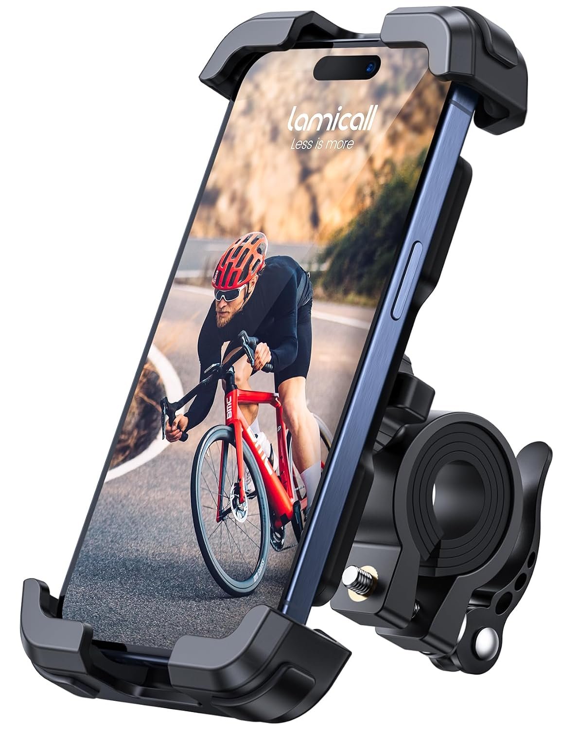 Lamicall 2022 Upgrade Adjustable Motorcycle Phone Mount - Compatible with iPhone 13 Pro Max/12/11, Galaxy S9 and 4.7-6.8" Phones - 360° Rotation, Quick Release, Stainless Steel, Black