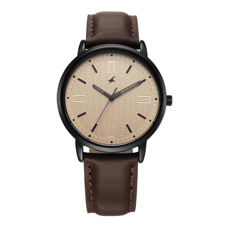 Fastrack Stunners X Special Edition Quartz Beige Dial Leather Analog Watch for Men